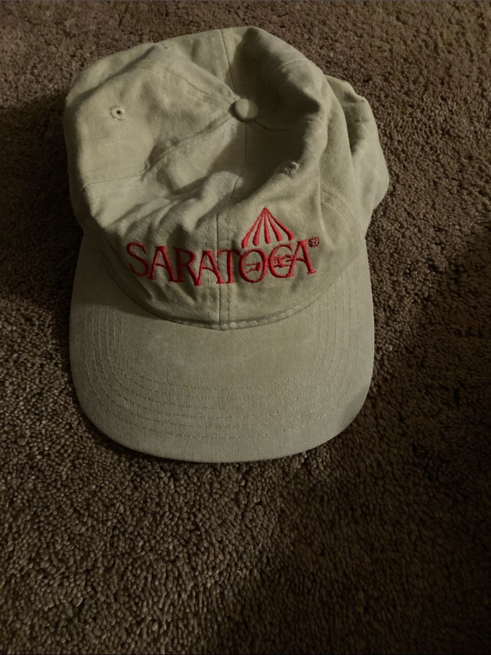 Saratoga Light Green Baseball Cap with Red Embroidery